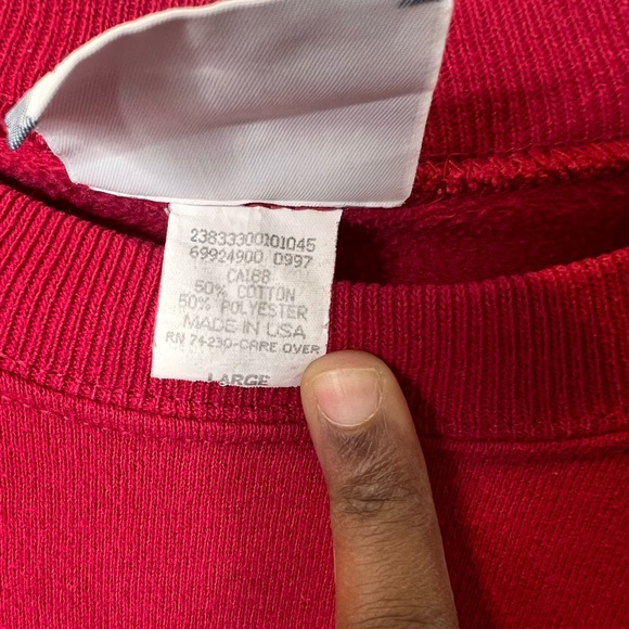 Vintage Lee Noah’s Ark Cotton Blend Red Sweater Women’s Size Large Made in USA - Picture 4 of 5
